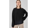 15895 Oversize Düz Siyah Triko Kazak